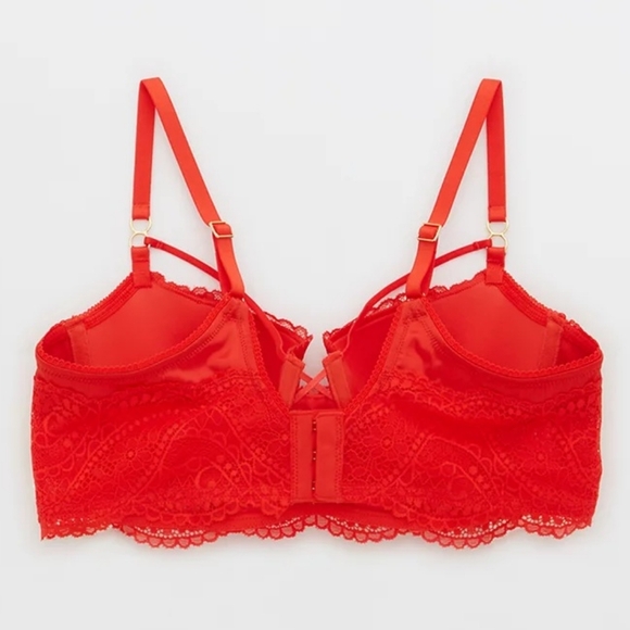 💋AERIE REAL POWER PAISLEY LACE STRAPPY BALCONETTE BRA SIZE 34C - Picture 4 of 7